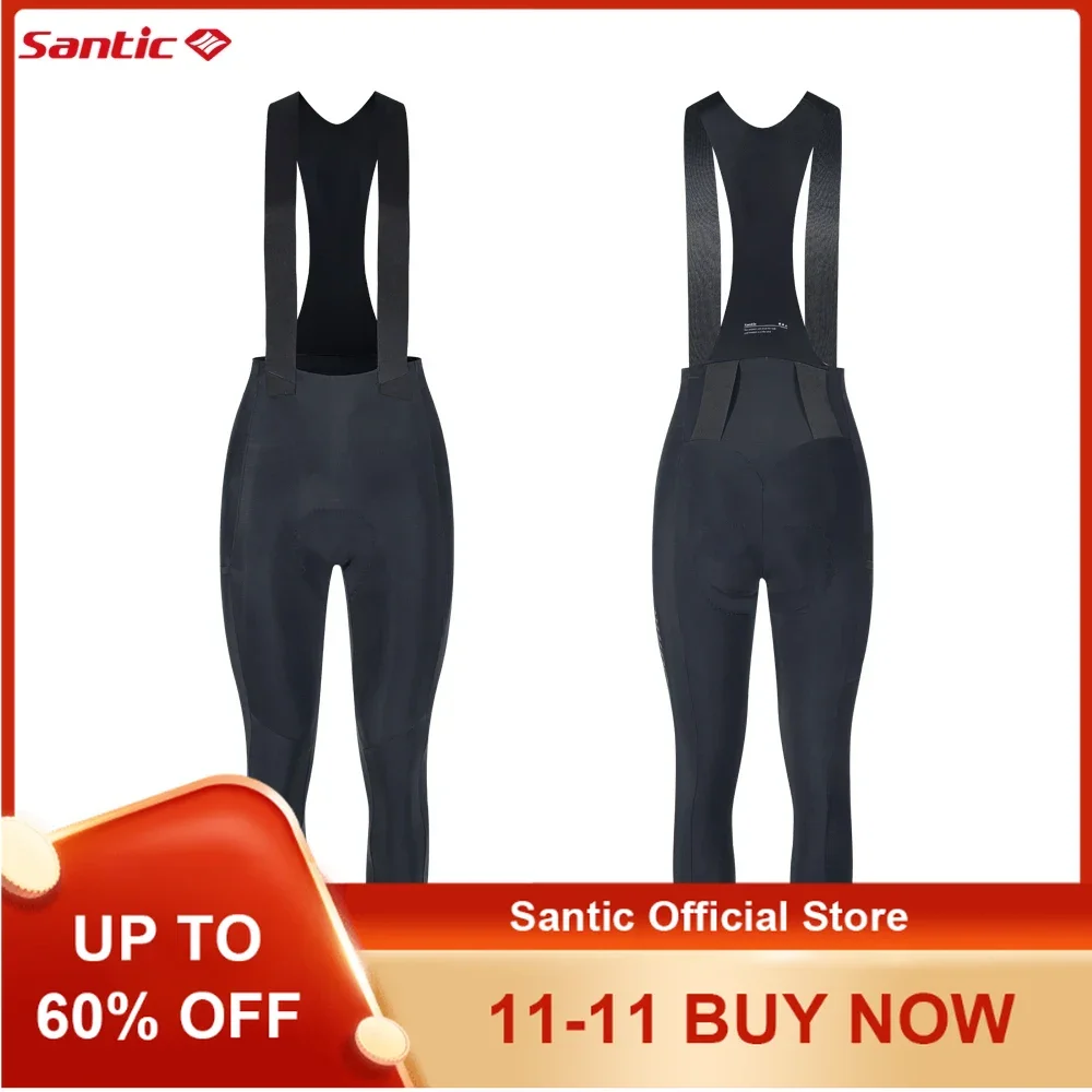 

Santic Women's Cycling Bib Pants Fleece Riding MTB Windproof Keep Warm Italian Cushion Cycling Pants Bike Clothes WL24C04174H