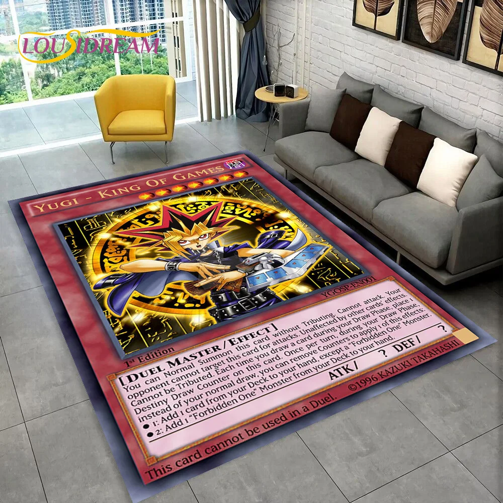 Monster Gold Card Cartoon Yu-Gi-Oh Anime Blue Eyes Dragon Game Carpet Rug for Bedroom Living Room Home Sofa Decoration,Floor Mat