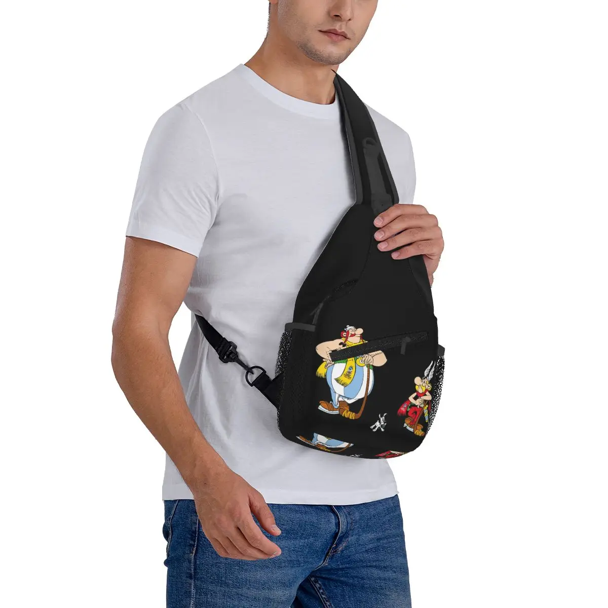 Asterix y Obelix Dogmatix bolso de pecho para hombre, bandolera, mochila, bolso de pecho, mochila de viaje para senderismo, bolso de hombro