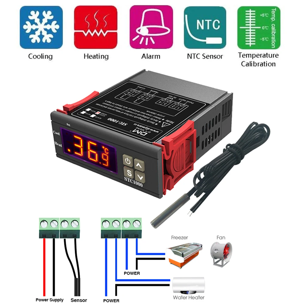 STC-1000 LED regolatore di temperatura digitale termostato termoregolatore incubatore relè riscaldamento raffreddamento DC12 DC24V AC110V-220V