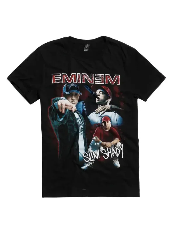 Cheap Sale 100% Cotton Short Fashion Eminem Slim Shady Pointing T-Shirt Men'S Punk T-Shirt Crew Neck Summer Tee Shirt For Men