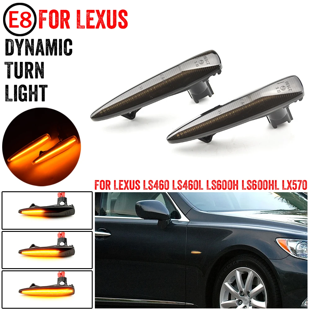 2Pcs Dynamic LED Side Marker Lights Turn Signal Sequential Indicator Lamps For Lexus LS460 LS460L LS600h LS600hL LX570