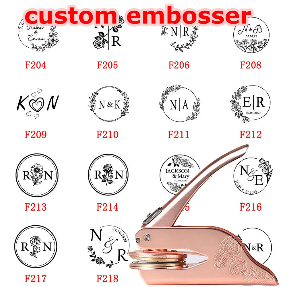 

Custom Embosser Stamp LOGO Design Personalized Rose Book Embosser Seals for DIY Wedding Envelope Gift Card Decor Embossing Stamp