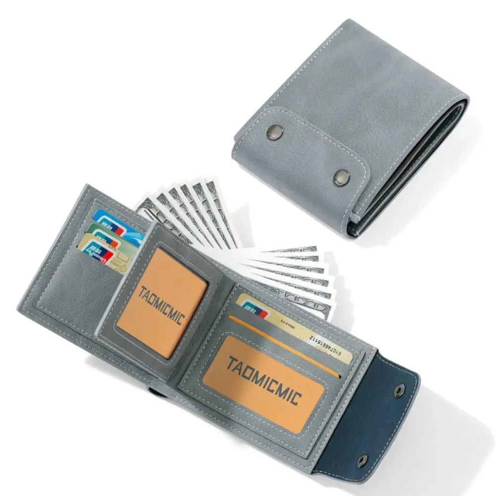 

Simple Business Men's Short Wallet Cash Bag Casual Credit Card Holder Pu Leather Solid Color Coin Pocket Daily