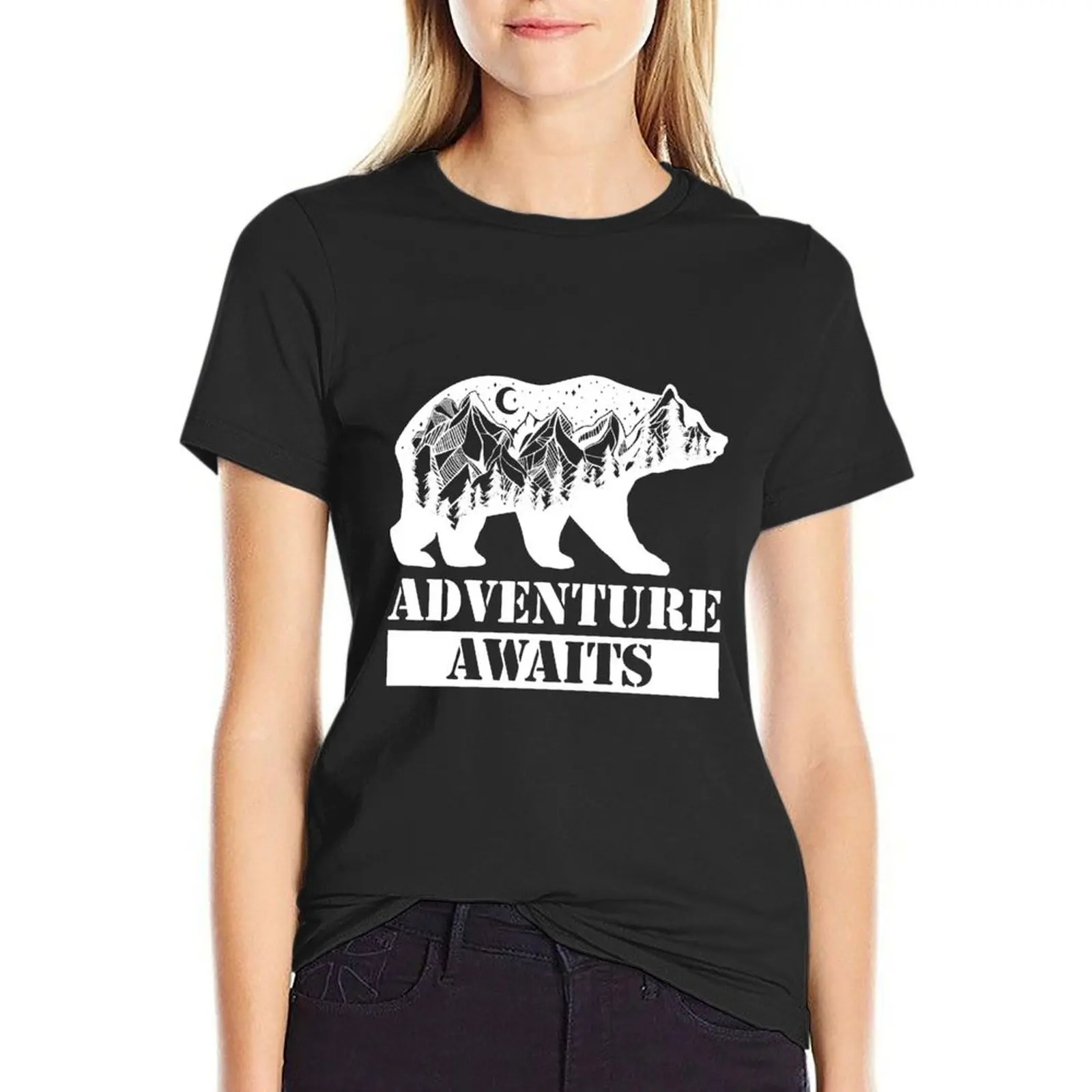 

Adventure Awaits Bear T-shirt shirts graphic tees hippie clothes rock and roll t shirts for Women