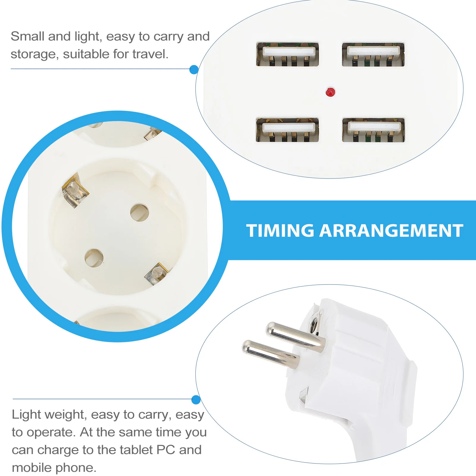 

4 Usb Ports Eu Plug Power Strip Lightweight Fire-Retardant Material Multiple Power Sockets Home Office Travel Charging Station