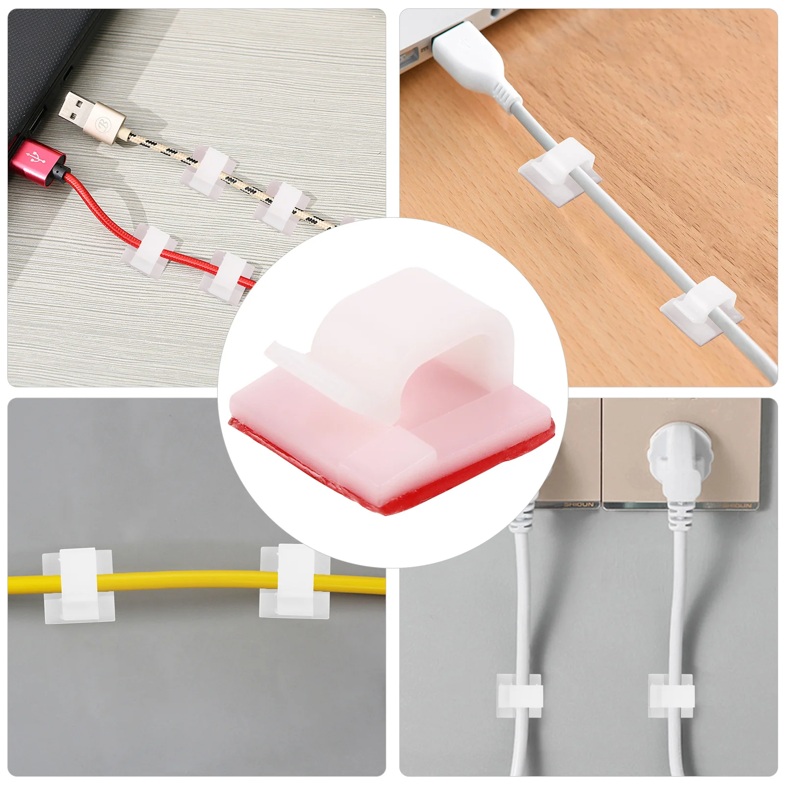 

20Pcs Adhesive Cable Clips Wire Cord Organizer Tangle- Management Tools Cable Holder Self-Adhesive Cord Clips