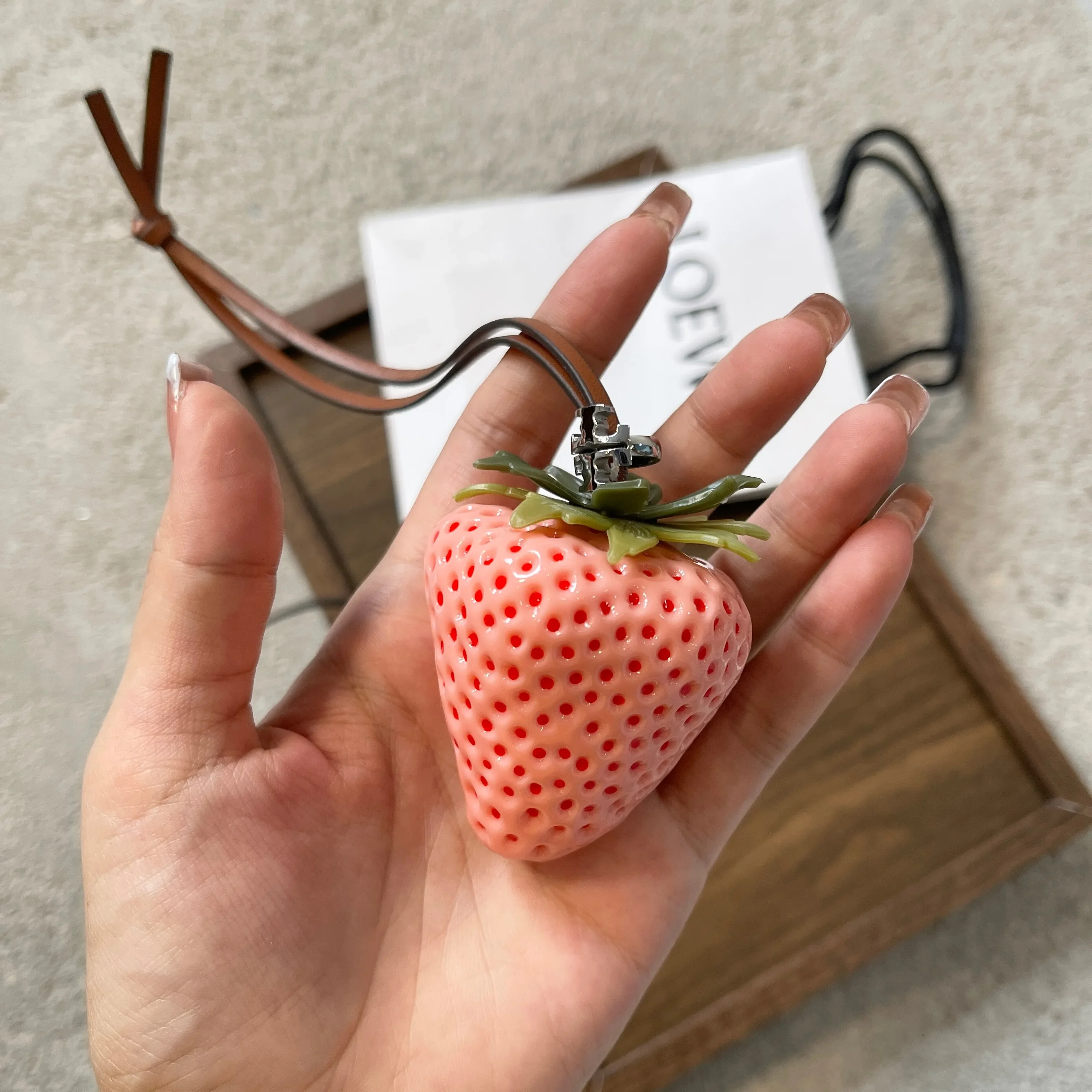 

Pink Car Accessories Strawberry Bag Charm & Car Decor - Adorable Belt Clip Accessory, Kawaii Keychain for Purse/Car/Bag