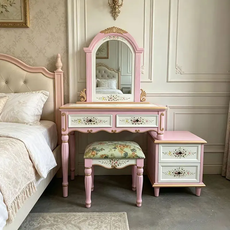 Painted dresser pastoral small apartment bedroom simple princess makeup table