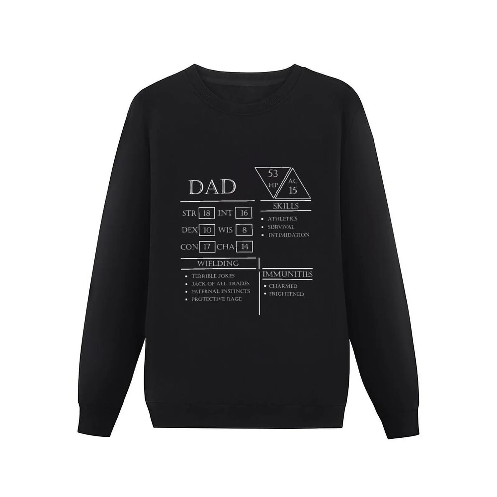 Dad Stats - Character Sheet - White Pullover Hoodie graphic t shirts men men's clothes mens clothing hooded sweatshirts