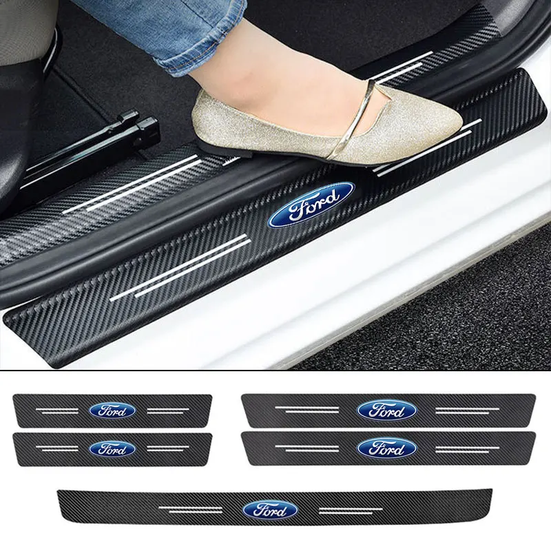 Carbon Fiber Car Paste Door Sill Anti Scratch For Ford B-Max cmax smax KA st line Galaxy Explorer Expedition Mondeo Accessories