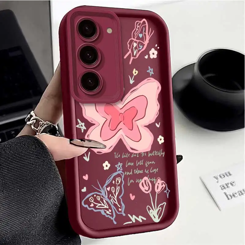 S23 Butterfly and Blossom Sky Eye Ladder Phone Case For Samsung Galaxy S30 S24 S23FE S22 S22Plus S21PRO S21 S21Plus S21FE S20FE