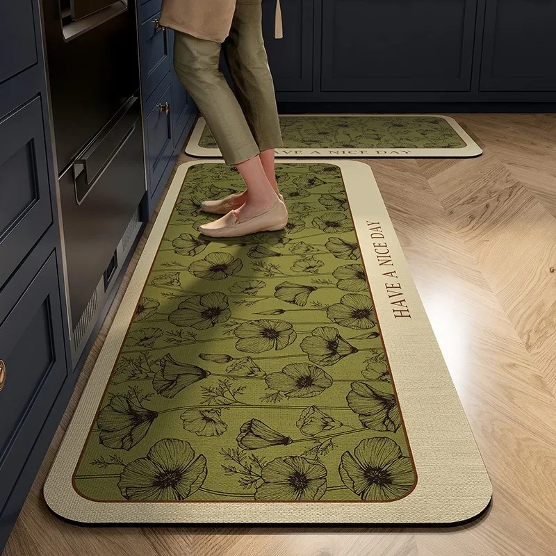 Kitchen Door Mat Oil Resistant Dirt Resistant Diatomite Earth Bathroom Absorbent Anti Slip Mat Shower Room Toilet Entrance Mat