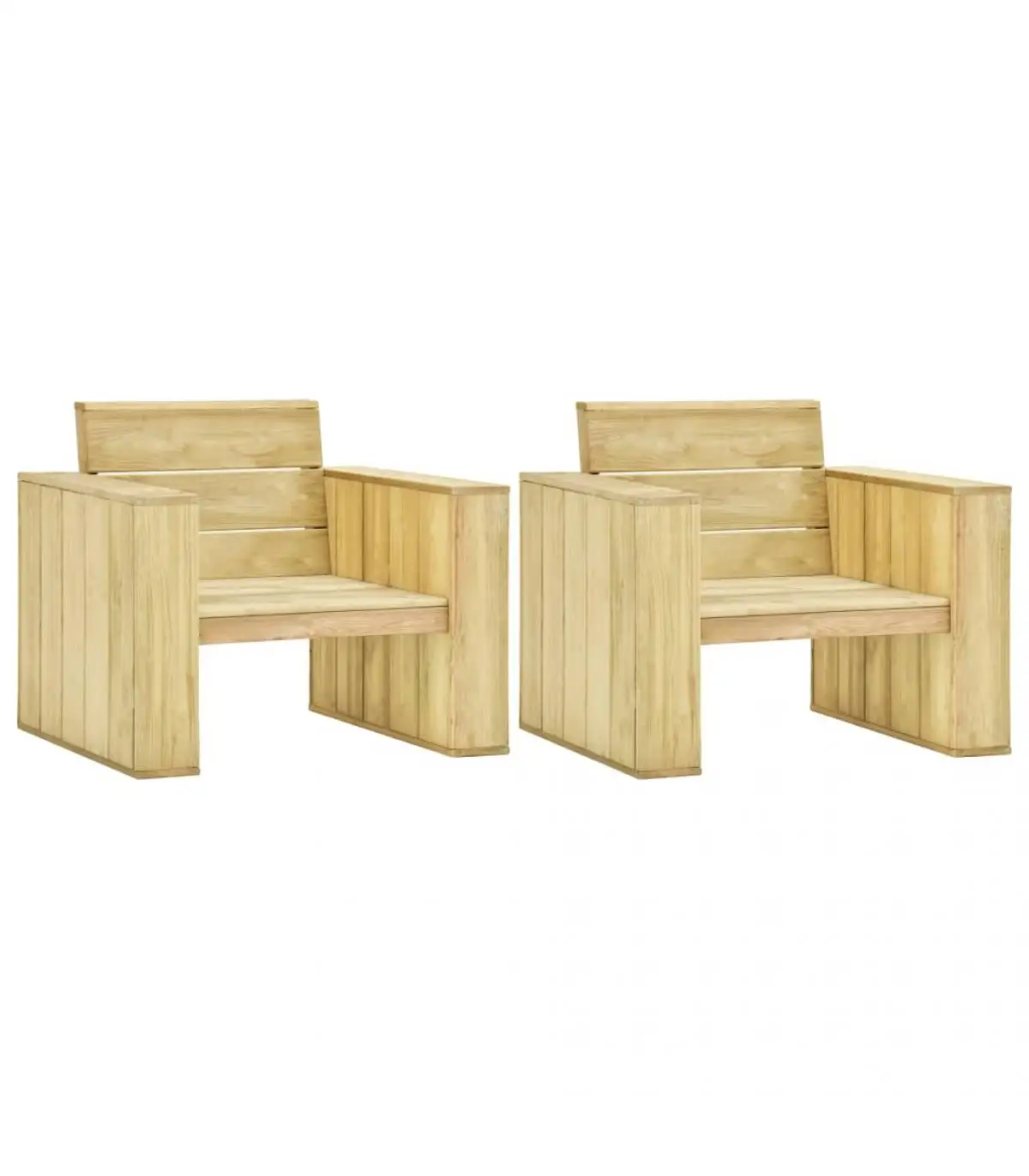 Garden chairs garden chairs 2 Pcts pine wood impregnated 89x76x76 cm