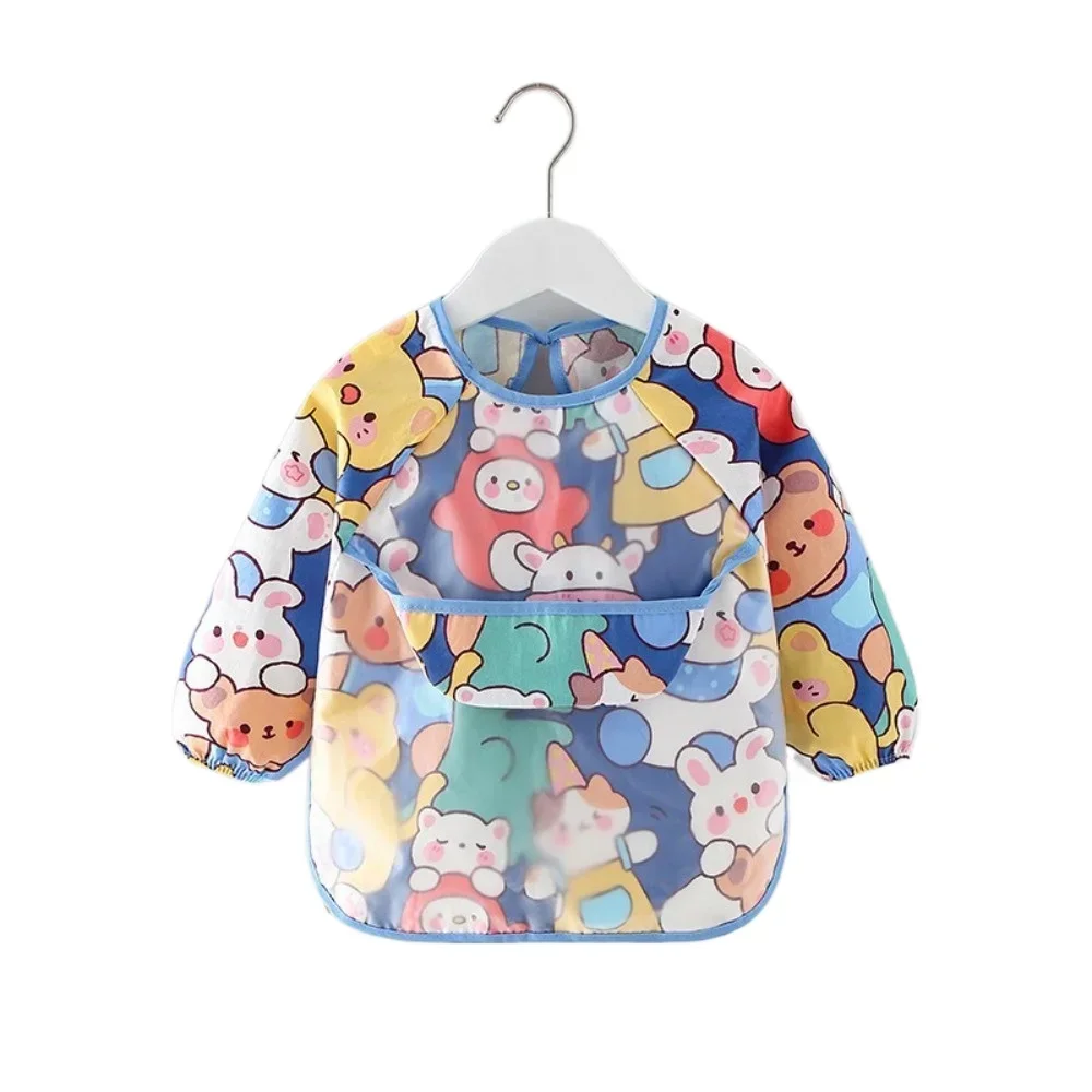 

Baby Cute Cartoon Bibs Infant Waterproof Colorful Full Sleeve Bib Children Long Sleeve Feeding Apron Coverall Dining Clothes