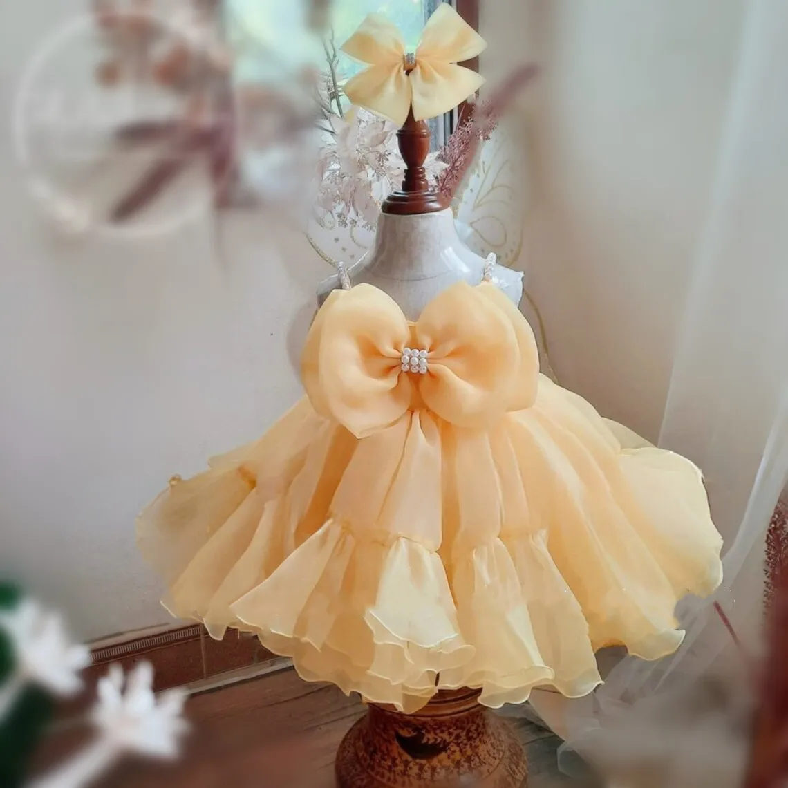 Vestido Puffy Flower Girl com Organza em camadas, vestido de princesa para festa de aniversário e Natal, roupa infantil para dia especial, novo