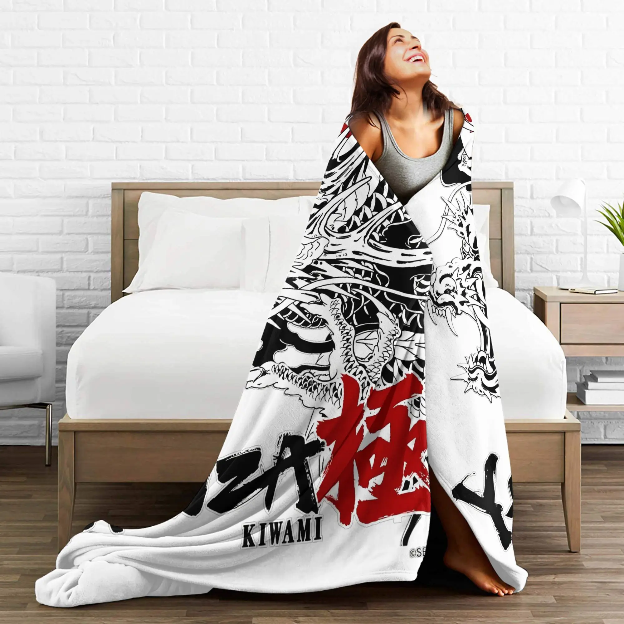 مثل التنين وياكوزا كيوامي بطانية الصوف المرجاني أفخم اليابان لعبة سوبر لينة رمي البطانيات غرفة نوم أريكة لحاف متعدد الوظائف