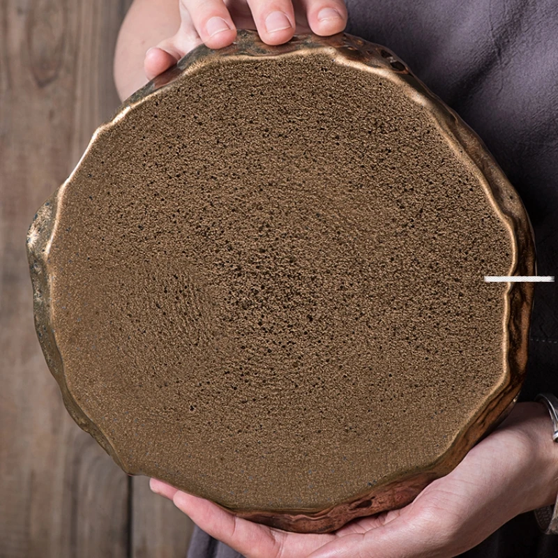 

new Stone Pattern Ceramic Plate Dishes Western Food Steak Dessert Black and White Gold Special-shaped Tableware