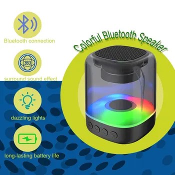 Colorful Light Speaker Laptop Waterproof Wireless Bluetooth Surging Bass 3D Audio Portable Subwoofer Music Outdoor Square Dance