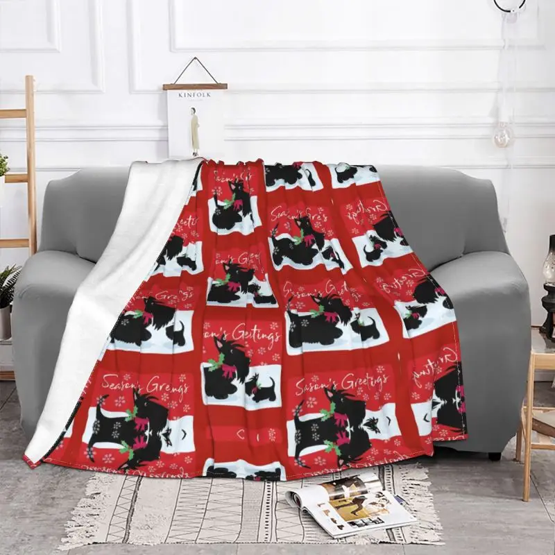 Scottish Terrier Dog Blankets Comfortable Soft Flannel Sprint Scottie Throw Blanket for Sofa Home Bed