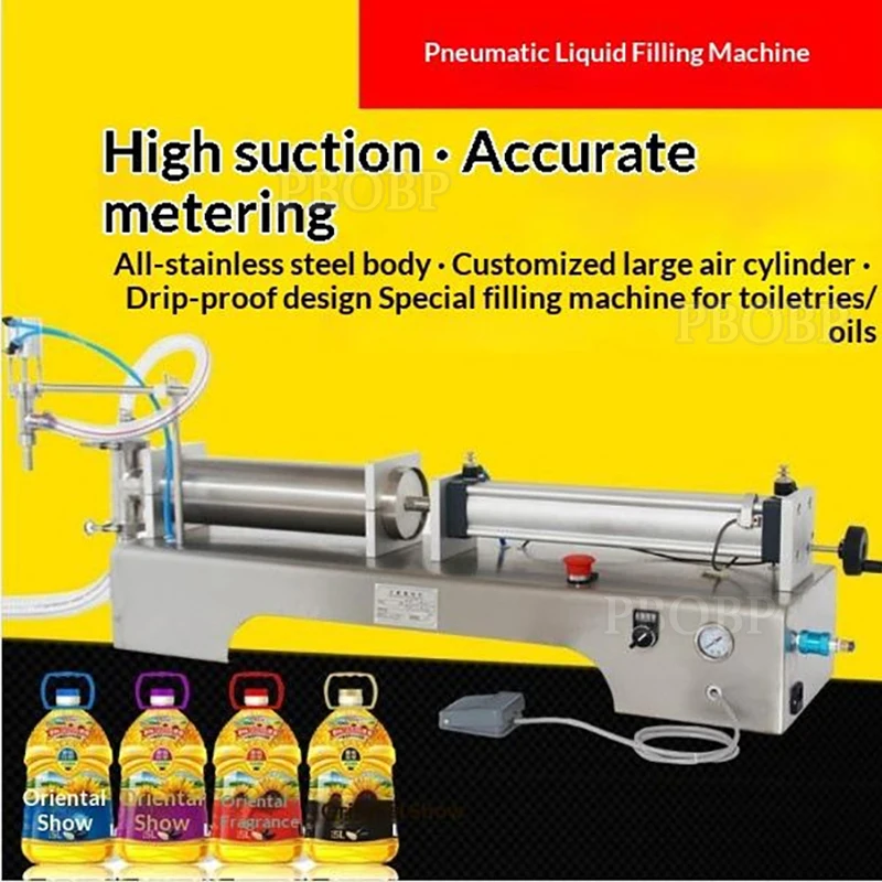 PBOBP Pneumatic Piston Liquid Filler Shampoo Gel Honey Vinegar Oil Detergent Liquid Soap Filling Machine