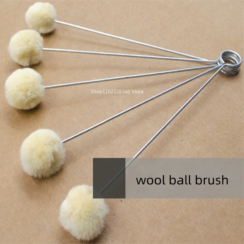 Leather Dyeing Wool Ball Brush Alcohol Dye Oiling Even Coloring Edge Banding Brush Special Wool Brush for Leather Coloring