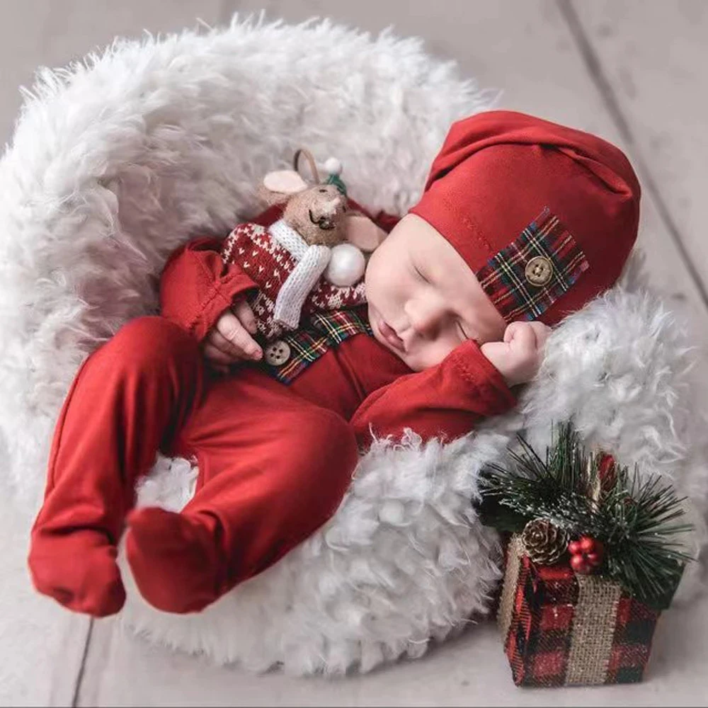 0-1 Month Baby Boys Clothes Newborn Photography Props Romper Christmas Costume Jumpsuit Babies Photo Shoot Accessories Souvenirs