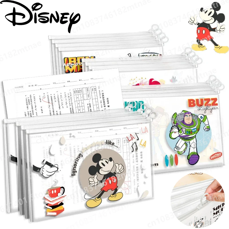 

4pcs Disney Mickey A4 Document Bags PP Zip-lock Bags File Folders Pouch Test Paper Storage Bag School Office Stationery Supply