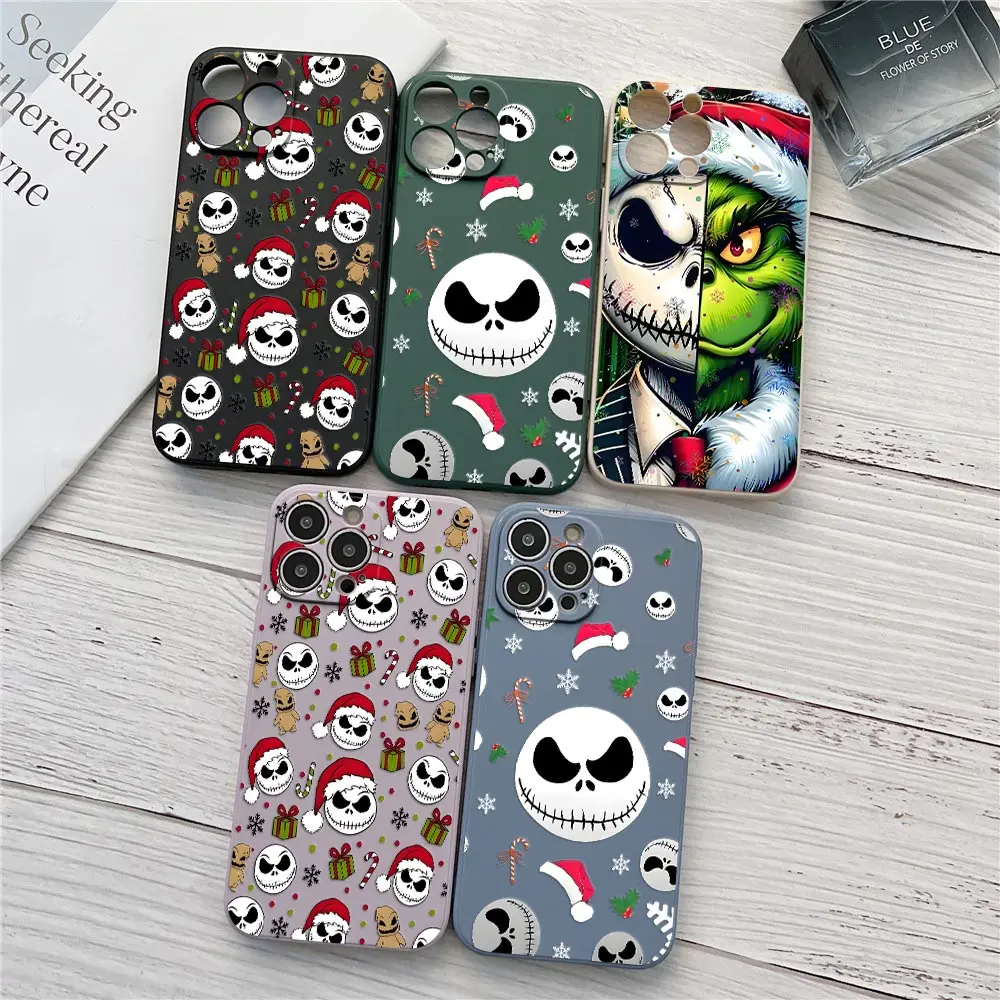 

Phone Case For iPhone 17 16 15 14 13 12 11 Pro Max Merry Christmas Jack Cases For iPhone 17Air 16 Plus 16E X Silicone Back Cover