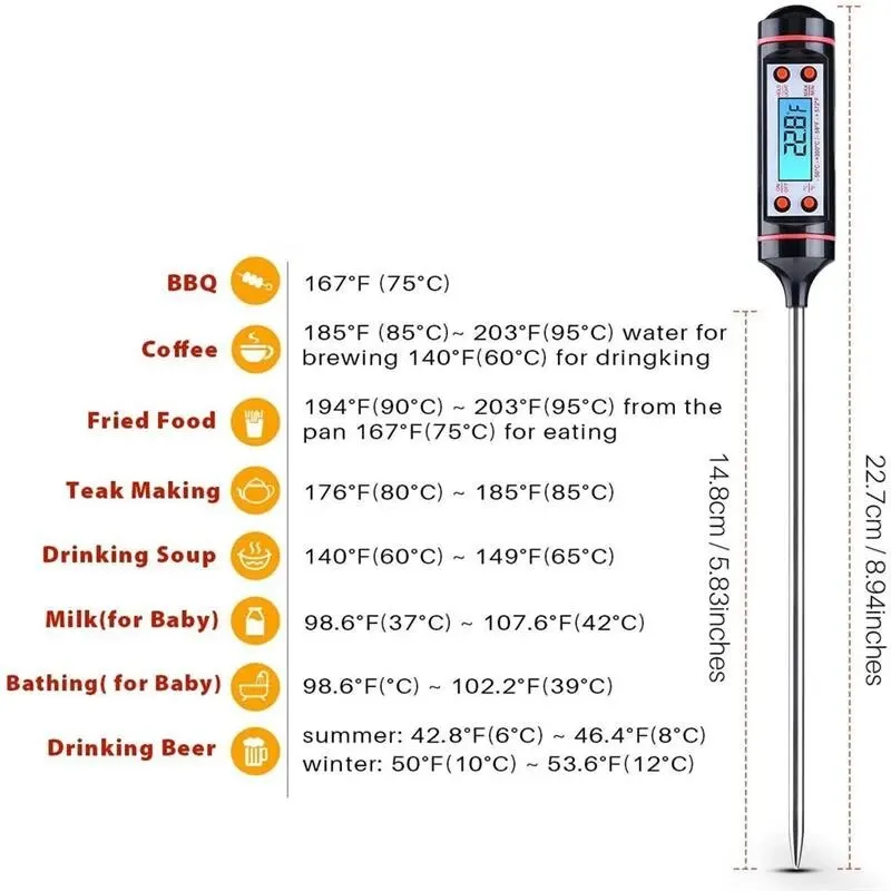 Temperature Meter Gauge Tool New Meat Thermometer Kitchen Digital Cooking Food Probe Electronic BBQ Cooking Tools