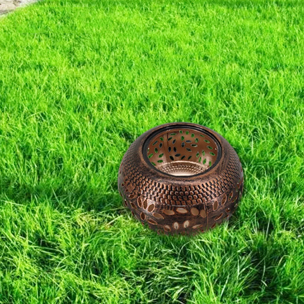 

1Pcs Metal Decorative Light Nordic Industrial Style Iron Lawn Light Coffee Color Hollowed-Out Outdoor Decor Lamp