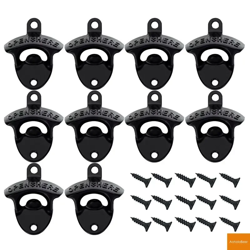 10 Packs Beer Bottle Opener Wall Mounted Tools Bar Decor Cafe BBQ Open Here Vintage Retro Alloy Beer Openers Kitchen Accessories