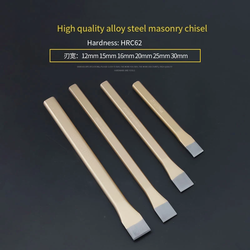 Flat Chisel Bull Point Chisel Durable Industrial Grade Alloy Steel Chisel For Brickwork Cement Concrete Metal Stone Wood 15-30mm