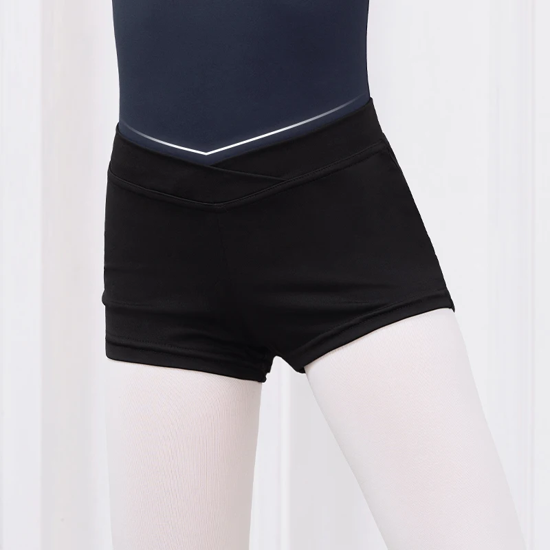 Kids Girl Short Ballet Pants Cross High Elastic Breathable Dance Gymnastics Shorts for Girls Ultra Short Sports Casual Leggings