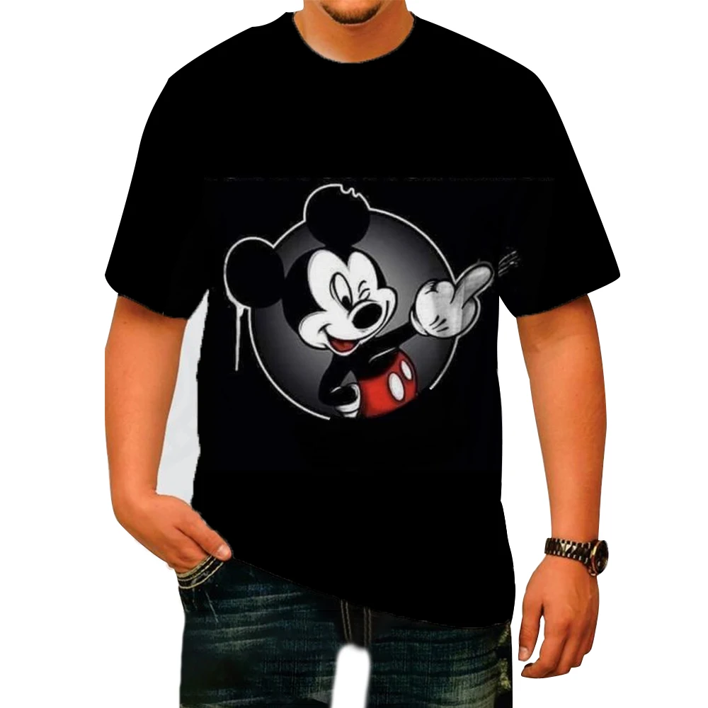 Men Disney Mickey Mouse Print T-Shirt Summer Men\'s Street Fashion Casual Sports Loose O Neck Quick Dry Short Sleeve Clothing Kid