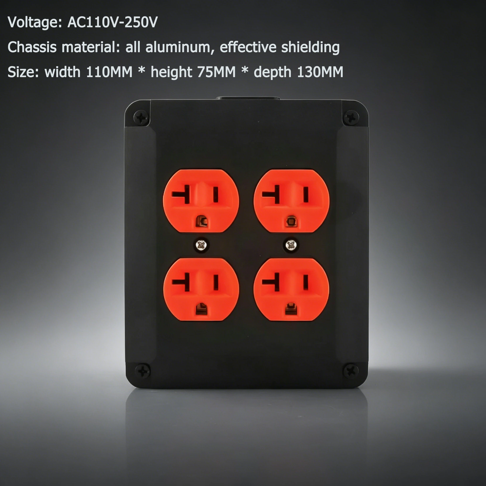HiFi US AC Power Filter Socket 4 Outlets Aluminum Chassis Audio Power Supply Conditioner Box