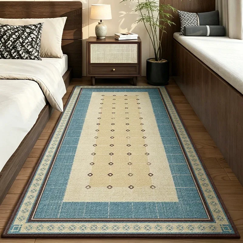 Mid-century Modern Style Bedroom Carpet Bedside Floor Mat Soft Short Plush Long Strip Runner Rugs Living Room Rug Tapis Chambre