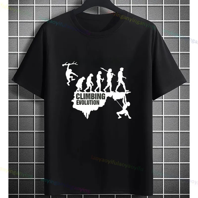 Climbing Evolution Climber Lovers Funny Graphic Design T-shirt Pure Cotton Casual Short-sleev Outdoor Clothing Unisex Clothse