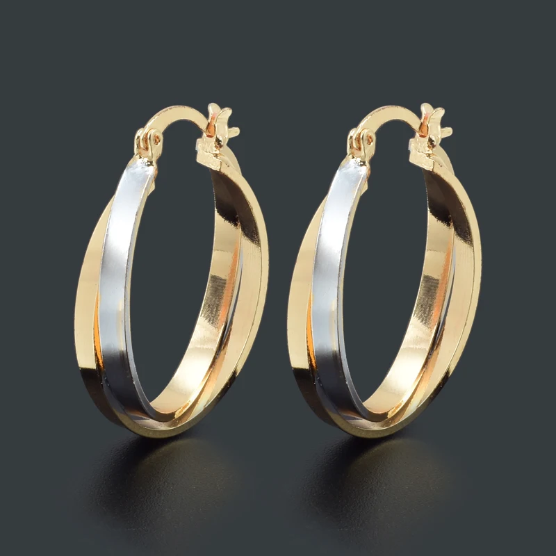 Trendy 18K Gold Plated Copper Hoop Round Earrings Rock Twist Eardrop Women Fashion Accessories Wedding Party Birthday Gift