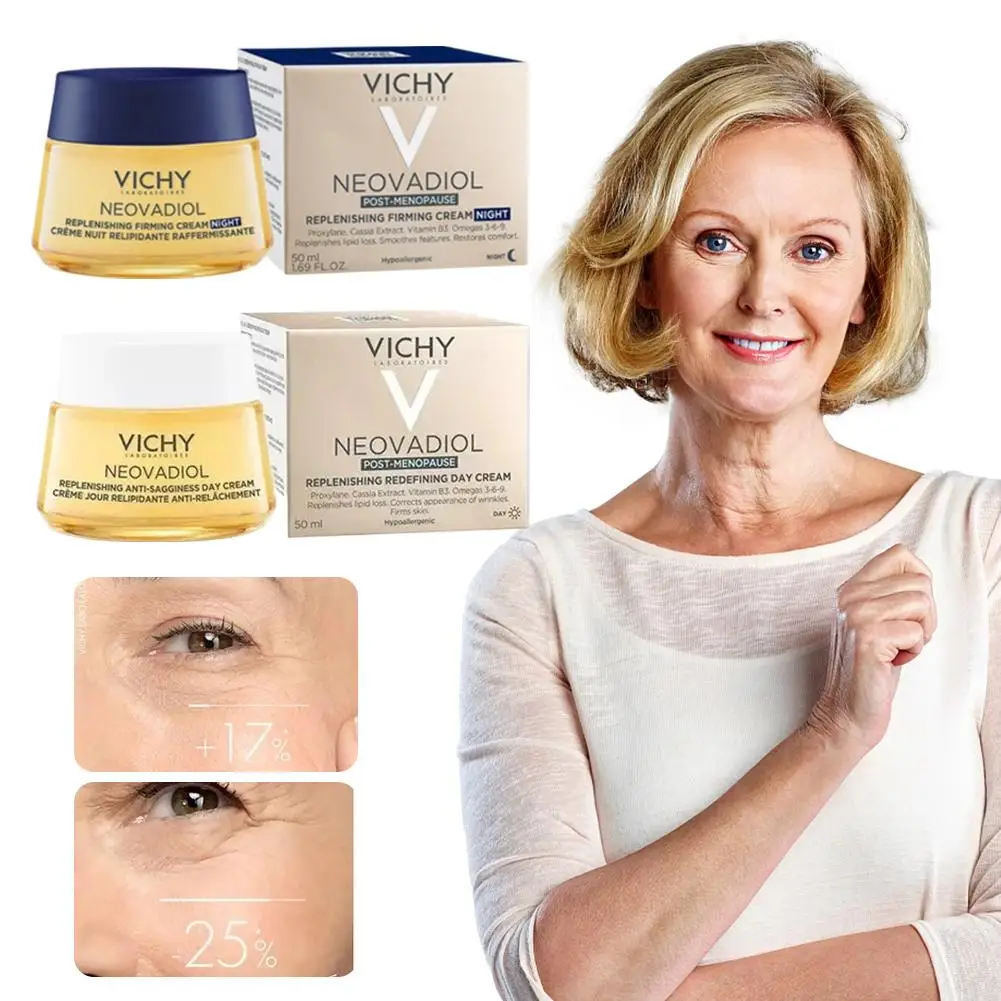 Vichy Menopausal Night Cream 50ml Collagen Peptides Moisturizing Anti-aging Firming Face Cream Deeply Hydrates Lifts And Firms