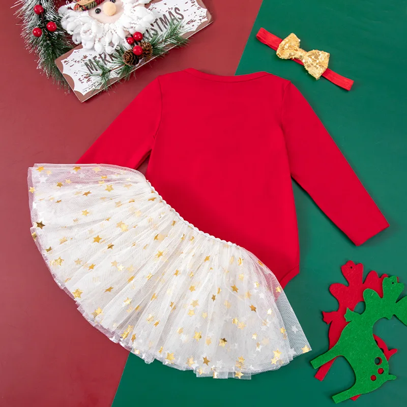 New Toddler Girls Clothes Baby Long Sleeve Tops With Bow Sequins Tutu Skirt For Infant Christmas Party Baptism New Year Outfits