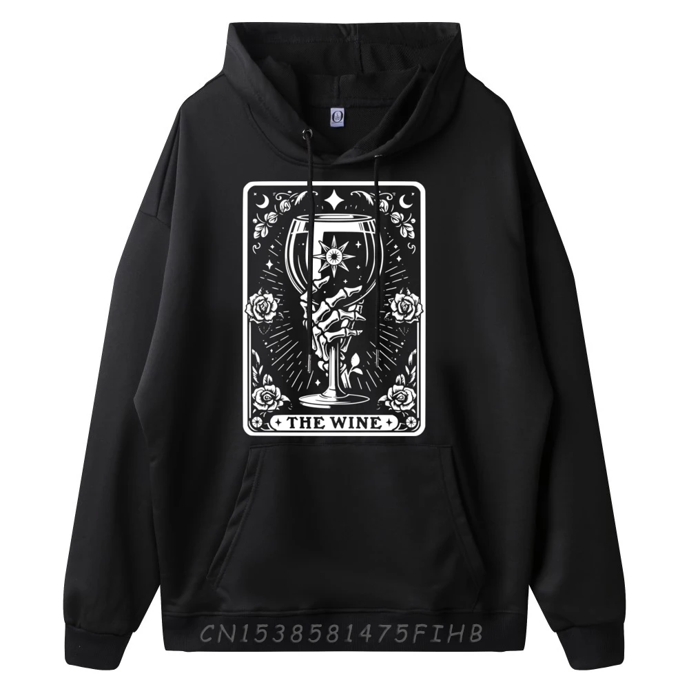 The Wine Tarot Cards Skeleton Wine Tarot Card Hoodie Men Polyester New In Tops And Sweatshirts Hoodies Alphabet