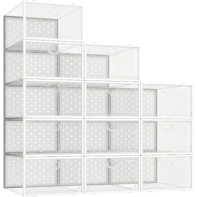 

Shoe Storage Boxes Shoe Organizer for Closet Clear Shoe Boxes Clear Plastic Stackable Folable Storage Bins with Lids