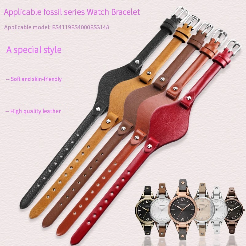 Ремешок из натуральной кожи для часов Fossil ES3077ES2830 ES3262 ES3060, маленький женский браслет из мягкой воловьей кожи, 8 мм