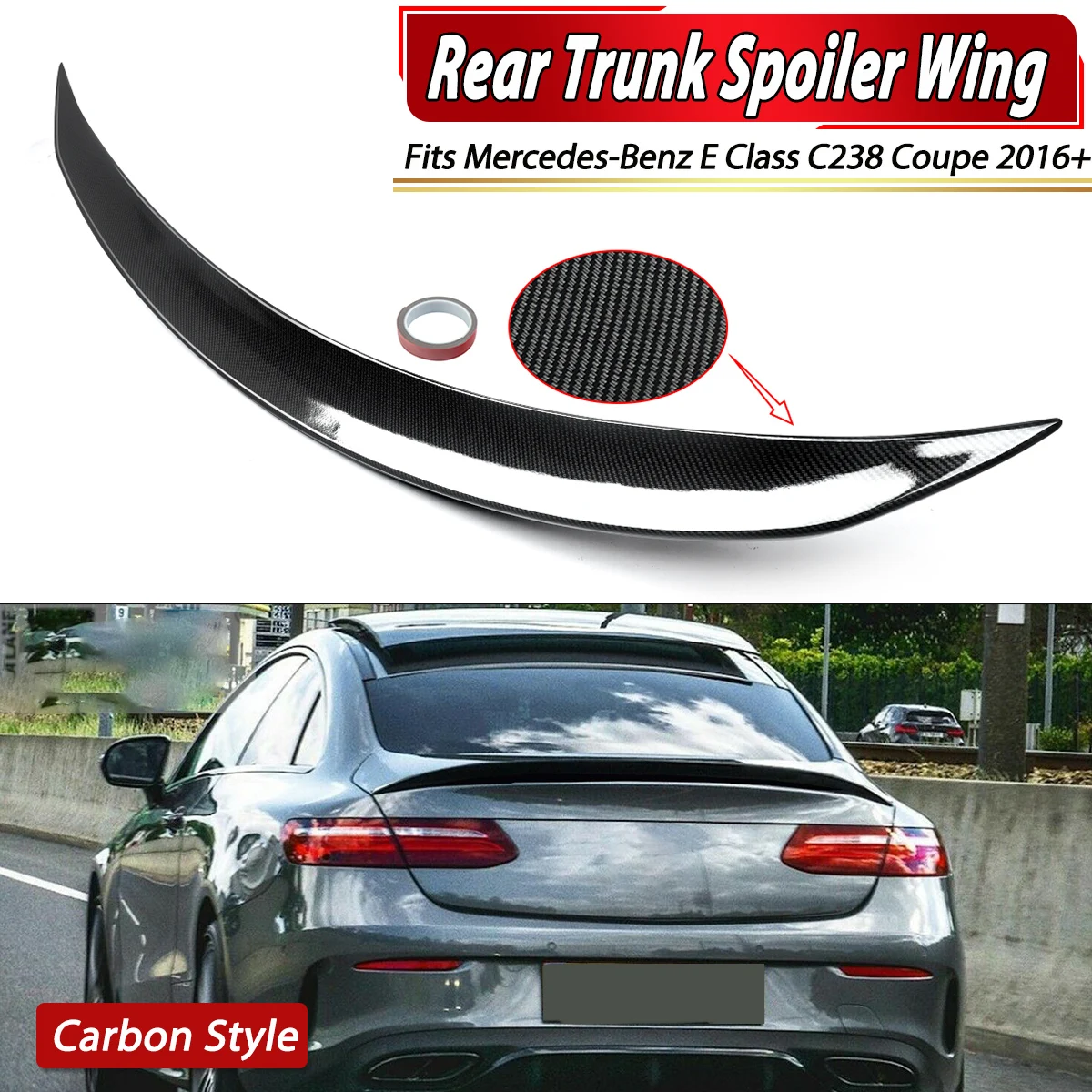 

Rear Trunk Spoiler Wing Lip For Benz C238 W238 E400 E500 Coupe 16-21 AMG Style