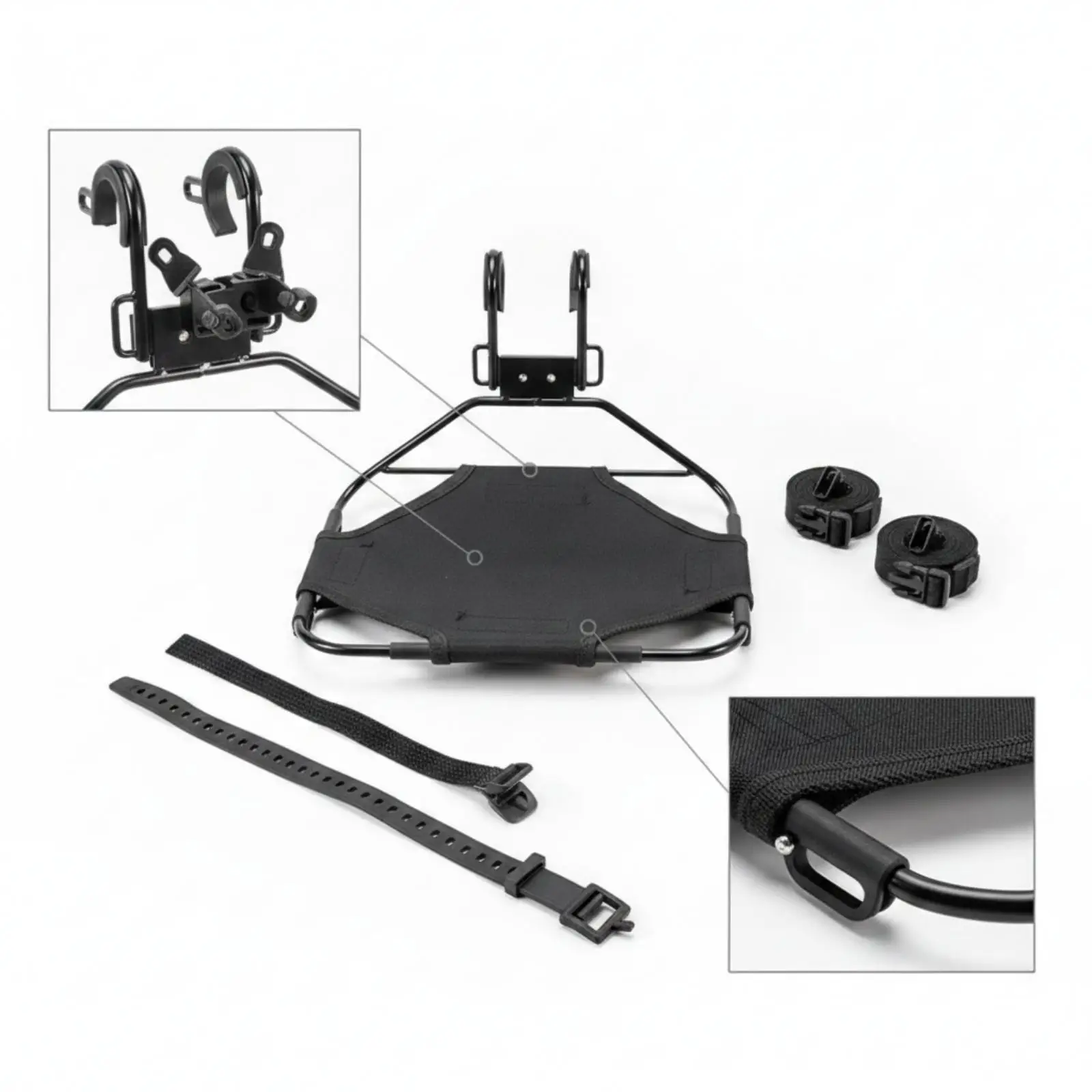 Cycle Cargo Rack with Straps Removable Bike Front Rack with Straps Detachable for Commuters, Cyclists, Commuting, Errands