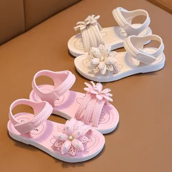 New Summer Cute Flower Aged 2-8 Children Slippers Soft Goodly Sandals For Girls Non-slip Seabeach Flip Flops Kids Princess Shoes