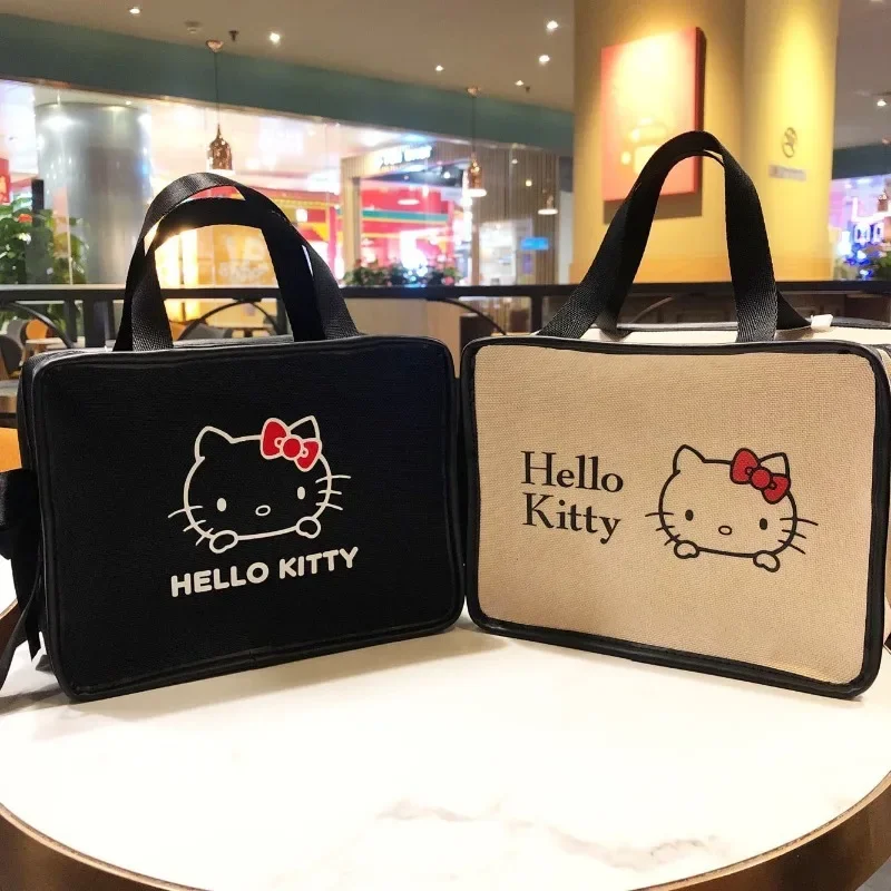 

New Sanrio Hello Kitty Makeup Bag Anime Y2K Girls Storage Light Bag Cartoon Kawaii Large Capacity Waterproof PU Handbag Gift