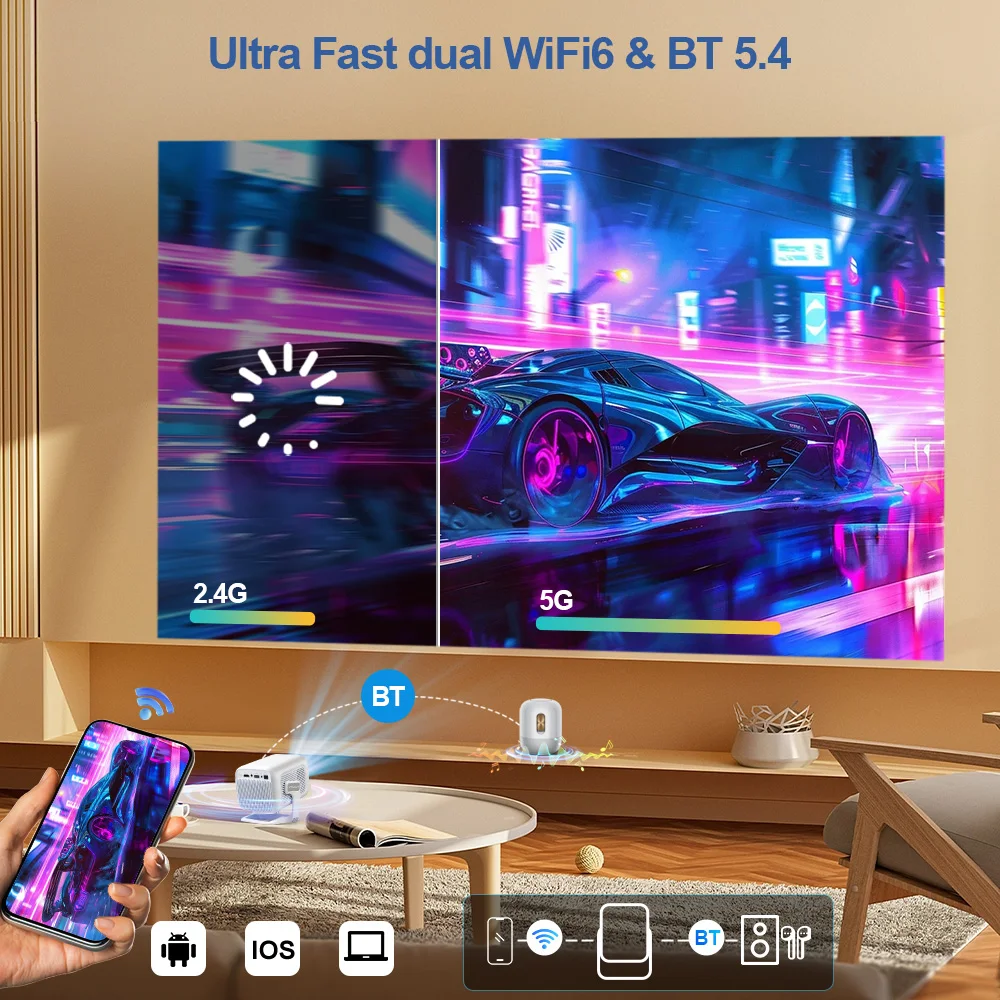 ПРОГAGA PG370 1080P Full HD проектор для фильма WiFi Android проектор 4K PG370 Smart TV домашний кинотеатр мини портативный видеопроектор проектор для дома проектор для фильмов портативный проектор телевизор smart tv
