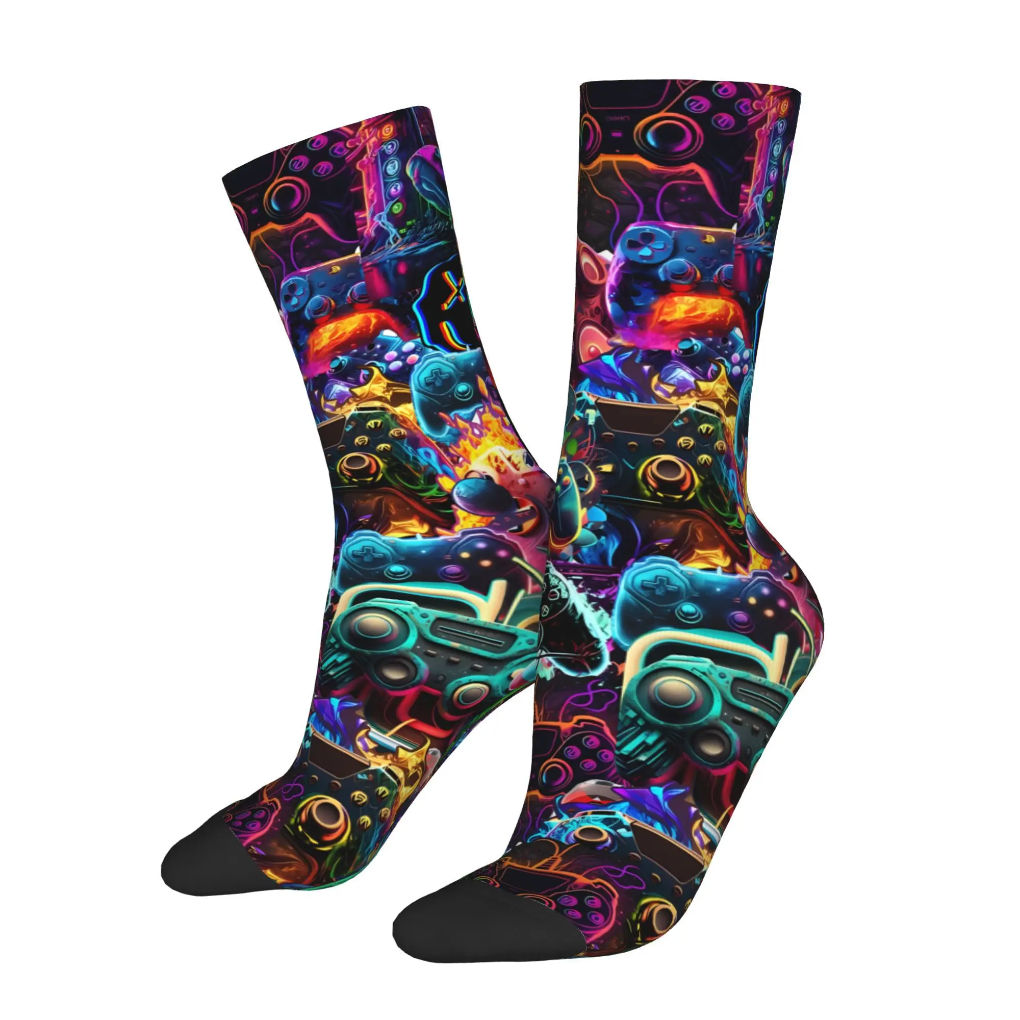 

Funny Sock for Men Game Controllers Hip Hop Harajuku Happy Quality Pattern Printed Crew Sock Seamless Gift